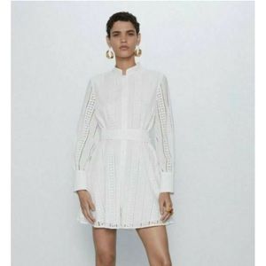 Zara Eyelet Lace Embroidered Cotten blend dress